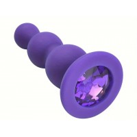 Anal Plug Ripple w/Purple Jewel, Silicone, PURPLE