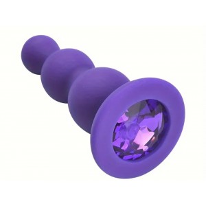 Anal Plug Ripple w/Purple Jewel, Silicone, PURPLE