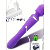 Magic Wand Massager "LODI", 20 Functions, BOTH ENDS vibrate independently, Silicone, PURPLE