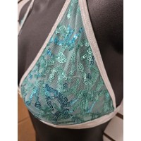 Dancewear 2pc set, Sequin Material w/Crystal Embellishments, TEAL One Size