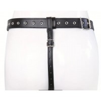 Forced Orgasm Belt, Strap-on Harness OR Men's Leather Cock Ring w/waist belt, Leather, BLACK