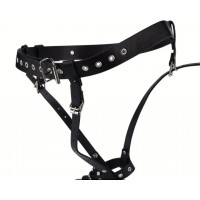 Forced Orgasm Belt, Strap-on Harness OR Men's Leather Cock Ring w/waist belt, Leather, BLACK