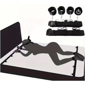 Under-the-Bed Restraints, Nylon, 2 Straps with metal rings, 4 Neoprene Cuffs Under-the-Bed Restraints, Nylon, 2 Straps with metal rings, 4 Neoprene Cuffs