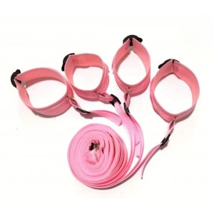 Under-the-Bed Restraints w/cuffs, Beginner's, PINK