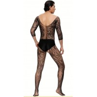 Men's Bodystocking V-Neck BLACK, ONE SIZE