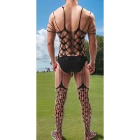 Men's Bodystocking w/heart design BLK