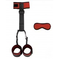 Neck to Wrist Restraint with Blindfold, RED/BLACK