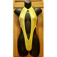 One piece Suspender style Dancewear Yellow with Jewels One Size