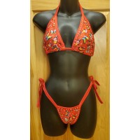 2 piece set Dancewear Red with Butterflies and Jewels One Size