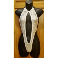 One piece Suspender style Dancewear WHITE with Jewels One Size