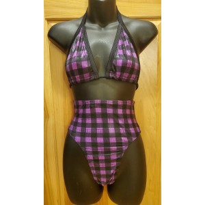 2 piece set Dancewear Purple/Black Plaid One Size