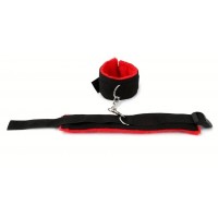 Fur Lined Hand Cuffs RED, Black Nylon