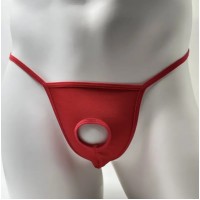 Men's G-string with opening in front, One Size, RED