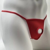 Men's G-string with opening in front, One Size, RED