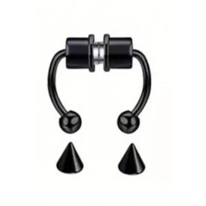 Magnetic Nipple Rings Set, w/2 interchangeable ends, BLACK