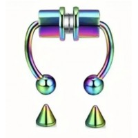 Magnetic Nipple Rings Set, w/2 interchangeable ends, MULTI COLOR