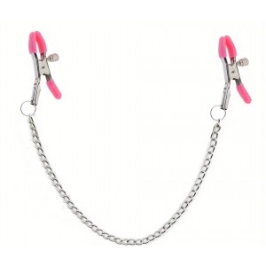 Nipple Clamps PINK w/Silver Chain