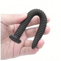 Urethral Penis Plug Silicone, Ribbed Nail, BLK