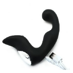 Prostate Massager 10-Speed Rechargeable Black Silicone  (Type II)