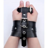 Thumb & Wrist Restraint, Leather, BLK