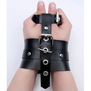 Thumb & Wrist Restraint, Leather, BLK